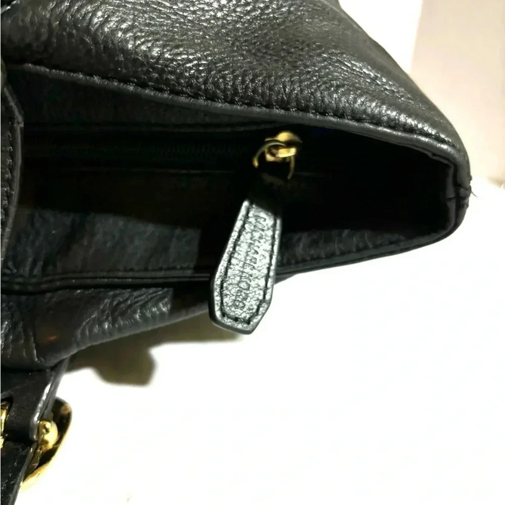Michael kors black leather shoulder handbag